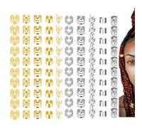 Lot de 100 anneaux de cheveux réglables pour dreadlocks, dorés et argentés, pour tresses, accessoires de cheveux, pour festival, 0,9 à 1 cm