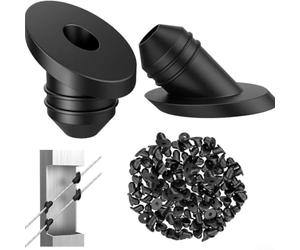 Lot de 100 anneaux de garde-corps en caoutchouc à 45° - Noir - Capuchon de protection pour câble métallique de 1/8 5/32 3/16" - Joint en caoutchouc résistant aux intempéries pour rampe d'escalier et