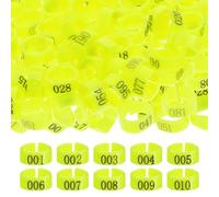 Lot de 100 Anneaux de Pattes de Pigeon Numérotés 001-100 en PP Jaune, Réutilisables Marquage Clair pour Identification Précise en Ferme Avicole
