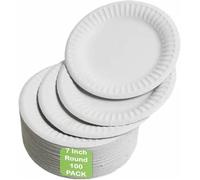 Lot de 100 assiettes jetables en carton de 18 cm, assiettes jetables solides pour fête d'anniversaire, utilisées pour les aliments chauds et froids, idéales pour un usage quotidien, toutes les fêtes à