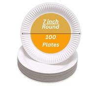 Lot de 100 assiettes jetables en carton de 18 cm, parfaites pour les aliments chauds et froids, idéales pour les fêtes d'anniversaire, les fêtes de Noël, les pique-niques, les barbecues, le camping en