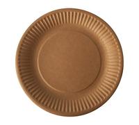 Lot de 100 assiettes rondes en carton pur marron Ø 19 cm