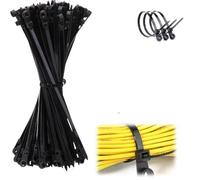 Lot de 100 attaches autobloquantes de 19 cm avec trou de vis, boucle d'attache de câble universelle en nylon, multi-usages, pour la gestion des fils, utilisation en intérieur et en extérieur