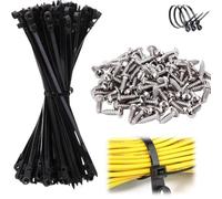 Lot de 100 attaches autobloquantes de 19 cm avec trou de vis, boucle d'attache de câble universelle en nylon, multi-usages, pour la gestion des fils, utilisation en intérieur et en extérieur