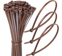 Lot de 100 attaches de câble colorées marron pour une gestion sécurisée des cordons - Attaches de câble robustes jusqu'à 54,4 kg - 300 x 4,8 mm avec mécanisme de verrouillage automatique - juste des