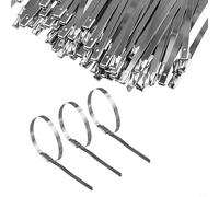 Lot de 100 attaches de câble en acier inoxydable 304 auto-bloquantes enveloppées par grille d'aération pour l'agriculture, le pétrole et le transport