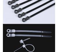 Lot de 100 attaches de câble en nylon avec trou de vis pour une fixation sécurisée, attaches autobloquantes pour gérer et organiser les systèmes de câblage (noir)