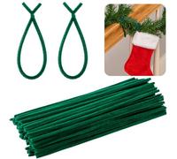 Lot de 100 attaches de guirlande de Noël pelucheuses - 30 cm - Vert - Flexible - Décoration de vacances - Réutilisable - Pour Noël, Halloween, fête, cour, mur, porte extérieure