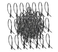 Lot de 100 attaches en nylon avec trou de montage pour vis - Sangles de gestion de câbles robustes pour intérieur et extérieur - Blanc - 4,8 x 200 mm - Noir