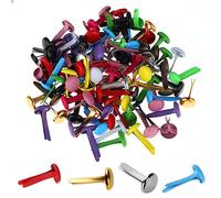 Lot de 100 attaches parisiennes en laiton de couleurs assorties - Attaches rondes pastel - Mini attaches en métal pour enfants - Artisanat - Projet scolaire - Décoration en papier décoratif -