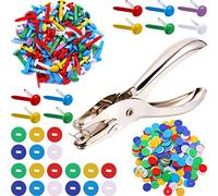 Lot de 100 attaches parisiennes en laiton et 300 rondelles avec perforateur (multicolore, 1,9 cm de long)