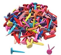 Lot de 100 attaches parisiennes en laiton plaqué 8 x 17 mm pour scrapbooking, travaux manuels, projets de bricolage (multicolore)