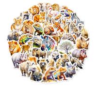 Lot de 100 autocollants animaux africains, thème de la jungle, animaux sauvages, autocollants imperméables pour ordinateur portable, valise, journal, scrapbooking, réfrigérateur, skateboard