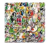 Lot de 100 autocollants colorés en forme de perroquet pour ordinateur portable, voiture, scrapbooking, téléphone, skateboard, valise, vélo, perroquet, autocollants personnalisés, imperméables,