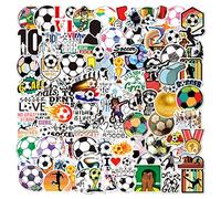 Lot de 100 autocollants de football, en vinyle, imperméables pour enfants, adolescents, adultes, autocollants de football pour bouteille d'eau, ordinateur