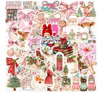 Lot de 100 autocollants de Noël imperméables en vinyle aquarelle pour bouteilles d'eau, scrapbooking, journal, cadeaux de vacances