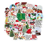 Lot de 100 autocollants de Noël pour bouteille d'eau, ordinateur portable, skateboard, voiture, vélo, bagages, guitare, tasse d'arbres à faire soi-même, décoration en vinyle, étanche, Père Noël, pour enfants, adolescents et adultes, bonhomme de neige