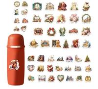 Lot de 100 autocollants de Noël pour : décalcomanies de vacances mignons, élan bonhomme de neige | Pack d'autocollants de maison pour bagages, salle de classe, bouteille d'eau, enveloppe