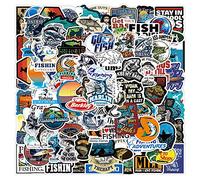 Lot de 100 autocollants de pêche, autocollants Go Fishing Club, en vinyle, imperméables, autocollants de pêche, en plein air, autocollants d'aventure