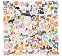 Lot de 100 autocollants de qualité supérieure pour chiens - Plus de 50 races d'autocollants imperméables pour animaux de compagnie | Jolis décalcomanies Poméranien, Corgi, Bulldog pour bouteilles