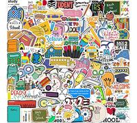 Lot de 100 autocollants de retour à l'école pour les étudiants et les enfants - Science colorée - Pour ordinateur portable - Bouteilles d'eau - Livres - Imperméables