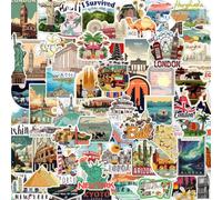 Lot de 100 Autocollants de Voyage Vintage pour Scrapbooking et Valise, Stickers Imperméables pour Carnet de Voyage, Album Photo, Ordinateur Portable, Vélo, Moto et Skateboard