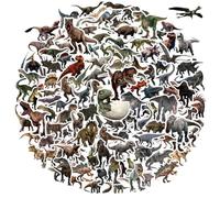 Lot de 100 autocollants dinosaures - Autocollants en PVC avec film mat imperméable (environ 6 cm) - T-Rex, Velociraptor, Stégosaure et plus encore - Pour enfants, bouteilles d'eau, cahiers