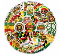 Lot de 100 autocollants et décalcomanies Reggae pour adultes pour bouteille d'eau et ordinateurs portables - Autocollants rasta, autocollants du groupe jamaïcain - Cadeaux pour homme et femme