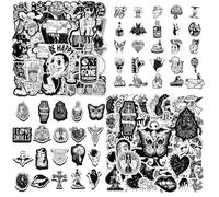 Lot De 100 Autocollants Gothiques Effrayants, Design Gothique, Matériau Imperméable, Adaptés À Une Décoration Personnalisée, Indispensables Pour Le Bricolage, Adaptés À Une Variété De Surfaces.