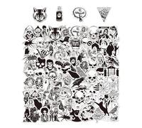 Lot de 100 Autocollants Gothiques Sombres - Décoratifs à Faire Soi-Même en Vinyle Imperméable - Noir et Blanc pour Sacs et Ordinateurs