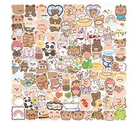 Lot de 100 autocollants mignons ours coréens pour filles, enfants, petits autocollants Kawaii Rilakkuma, autocollants en vinyle imperméables, jolis autocollants esthétiques pour ordinateur portable,