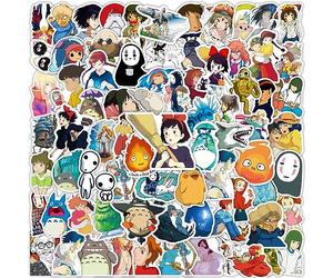 Lot de 100 autocollants Miyazaki Hayao en vinyle pour ordinateur portable, studio Ghibli pour bouteille d'eau, téléphone, casque, skateboard, scrapbooking, cadeaux pour enfants/adultes