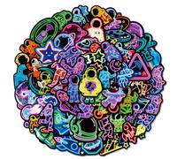 Lot de 100 autocollants néon astronaute pour enfants, décoration spatiale, graffiti, skateboard, journal pour bagages, ordinateur portable, guitare, tasse, vélo et plus encore