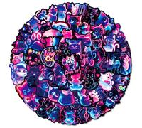 Lot de 100 autocollants néon pour enfants, décoration d'animaux, chat musical, graffiti de dessin animé, skateboard, journal pour bagages, ordinateur portable, guitare, tasse, vélo et plus encore