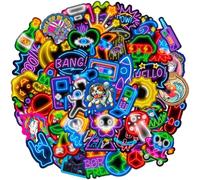 Lot de 100 autocollants Rocket Neon Dazzle et Mix and Match pour ordinateur portable, Skateboard, vélo, journal, valise, casque, voiture, moto, imperméable, graffiti, psychédéliques