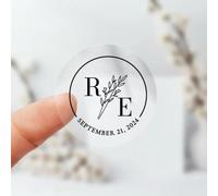 Lot de 100 autocollants ronds transparents personnalisés pour fête de mariage, invitations, cartes de remerciement, enveloppes autocollantes pour bocaux, tasses, bouteilles, autocollants personnalisés