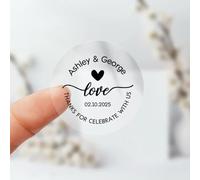 Lot de 100 autocollants ronds transparents pour mariage, fête, invitations, cartes de remerciement, enveloppes, verres, tasses, bouteilles - Autocollants personnalisés pour cadeaux d'invités - 5 cm