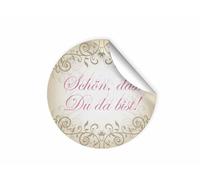Lot de 100 autocollants « Schön dass du da bist » pour cadeaux d'invités, ou petits cadeaux pour mariage, baptême, anniversaire, anniversaire de mariage (4,5 cm, ronds)