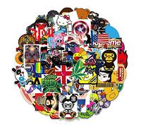Lot de 100 autocollants Street Art - Culture pop, anime et logos cool pour bouteille d'eau, ordinateur portable, bagages, moto, skateboard - Autocollants pour adolescents, garçons, adultes