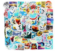 Lot de 100 autocollants surf d'été - En vinyle imperméable - Pour ordinateur portable, enfants, voitures, moto, vélo, skateboard, valise, ordinateur - Graffiti