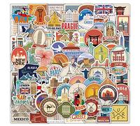 Lot de 100 autocollants « Travel Around The World » pour ordinateur portable, skateboard, téléphone, bagages, guitare, cadeau, album, carte de voyage esthétique, autocollants de paysage national