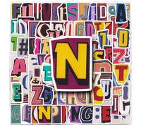Lot de 100 autocollants vintage lettres et chiffres, autocollants créatifs graffitis de dessin animé, autocollants décoratifs imperméables pour scrapbooking, bagages, cahiers, etc