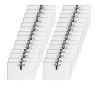 Lot de 100 badges nominatifs, 90 x 56 mm, en plastique transparent, pour vêtements, clip, cartes de visite, porte-nom, avec clip pour bureau, école, voyage
