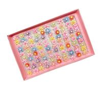 Lot de 100 bagues en résine pour enfants - Magnifiques bagues de fête pour enfants - Réglable - Motif floral