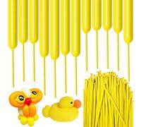 Lot de 100 ballons à modeler longs en latex jaune 260Q - Ballons longs en latex pour anniversaire, fête de Noël, mariage, décoration de fête (jaune)