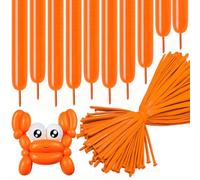 Lot de 100 ballons à modeler longs en latex orange 260Q - Ballons longs en latex pour anniversaire, fête de Noël, mariage, décoration de fête (orange)