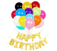 Lot de 100 ballons colorés, 1 ballon « Happy Birthday », ballons en latex multicolores, décoration de ballons d'anniversaire, accessoires de fête et accessoires