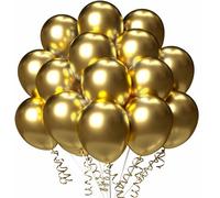 Lot de 100 ballons d'anniversaire, 30 cm, en 100 % latex naturel, pour air et hélium, décoration d'anniversaire d'enfant, fête, couleur : doré
