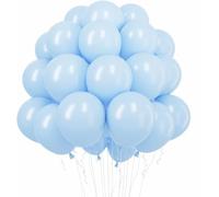 Lot de 100 ballons d'anniversaire, 30 cm, en 100 % latex naturel, pour air et hélium, décoration d'anniversaire d'enfant, fête, couleur : bleu clair
