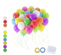 Lot de 100 ballons en latex de 30 cm, 10 couleurs blanc mat et multicolores, mélange de ballons à l'hélium pour anniversaire, mariage, fête prénatale, anniversaire de mariage, décoration de fête